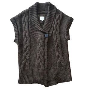 Kenji handknit chocolate brown alpaca/wool blend sleeveless sweater size L